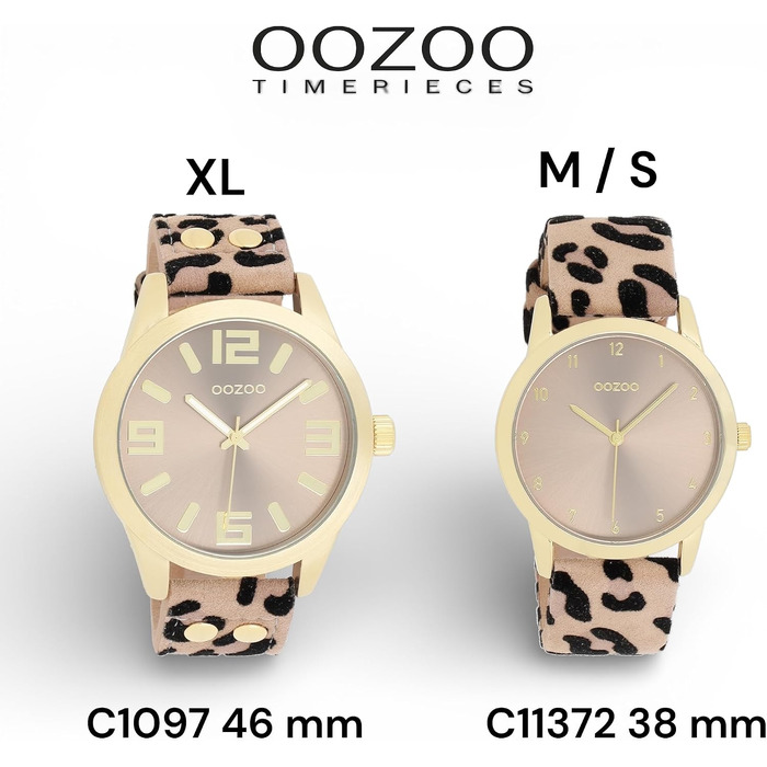 Жіночий аналоговий наручний годинник Oozoo Timepieces з шкіряним ремінцем, круглий циферблат, колір Леопард/Тауп