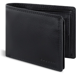 Bugatti Savona Wallet made of vegetable buffalo leather, RFID wallet horizontal format, leather wallet for men, black