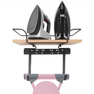 Настінна вішалка для праски та гладильної дошки, органайзер для прасування, дерев'яний підстав, регульовані гачки, для пральні
