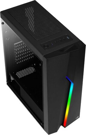 Корпус для ПК Aerocool Bolt Mid-Tower RGB, ATX, з прозорою бічною панеллю, RGB підсвітка, 120мм вентилятор, Чорний