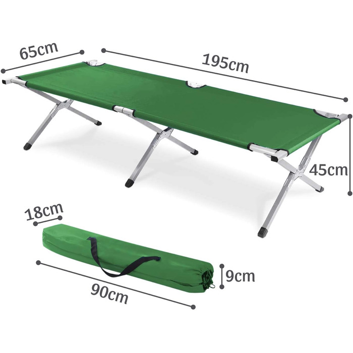 GOODS+GADGETS Folding Army Field Bed from Aluminum - Foldable Camping Bed & Guest Bed (Green)