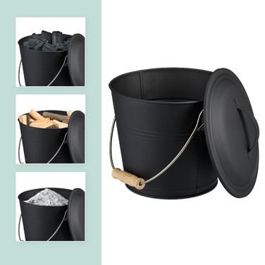 Relaxdays Ash Bucket with Lid & Broom Set 4.5 L