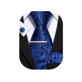 Сет краваток для весілля Barry.Wang: однотонний паваротний краватковий шовковий краватковий аксесуар, королівський синій