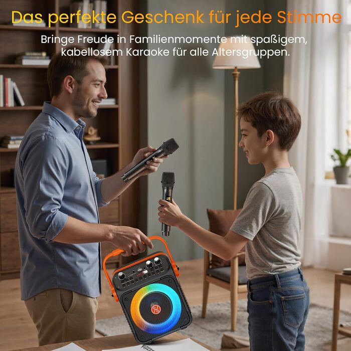 Караоке машина з 2 мікрофонами для дорослих та дітей, Bluetooth, підсилювач, портативна караоке-система, подарунок HWWRT35-T