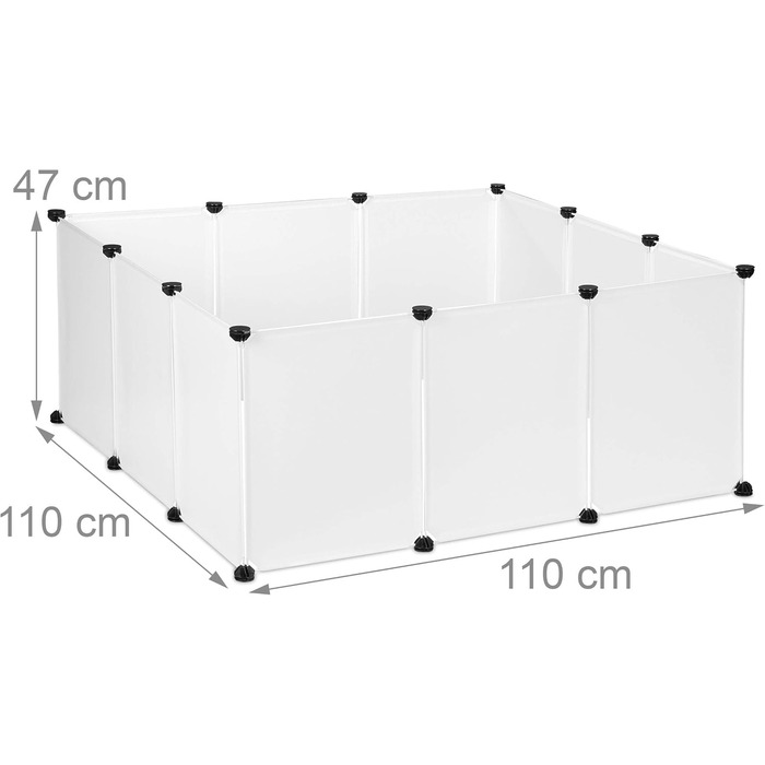 Вольєр для дрібних тварин Relaxdays, пластиковий, розширюваний, 92 x 110 x 110 см, білий (12 шт.)