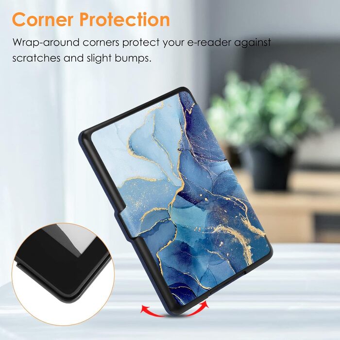 Чохол Fintie для Kindle 6 (11 покоління) 2024/2022 з авто-вимиканням, захисний чохол для Kindle Basic 2024, Ozean Marmor