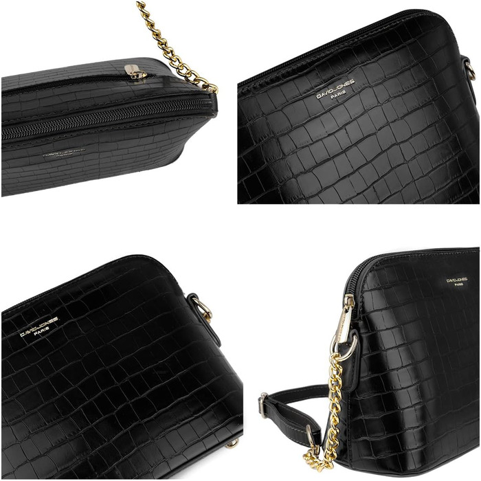Сумка крос-боді David Jones жіноча зі штучної шкіри (екошкіра) чорного кольору з ланцюжком - елегантна повсякденна та вечірня сумка-клатч