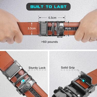 Чоловічий ремінь на пряжці, автоматична застібка, для костюма та ділового одягу, ширина 35 мм, регульований розмір, колір чорний, довжина 130 см, підходить для об'єму талії 28'-44'