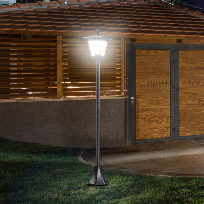 Outsunny Solar Garden Lantern Pathway Light with LED 40 Lumens Black 18 x 18 x 160cm | Aosom