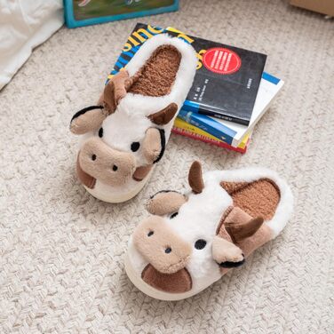 Тапочки-корови: м'які, плюшеві, зимові. Унісекс, для жінок та чоловіків. Білі та коричневі, розмір 38/39 EU