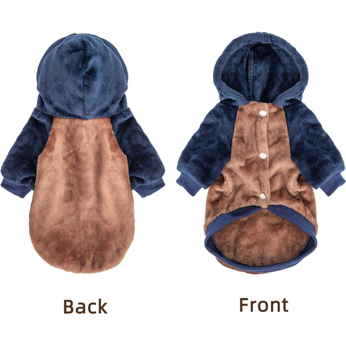 FabriCastle Dog Hooded Sweatshirt for Small Dogs, Boys and Girls, Dog Clothes, S, XS, XXS, Puppy Sweatshirt, Pet Outfit, Cat Clothes, Super Soft, Warm, Snap Closure (Camel-Navy)