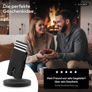 Slimjack Смарт-гаманець з відділенням для монет та RFID-захистом - Чоловічий алюмінієвий картхолдер для карт та монет (Чорний)