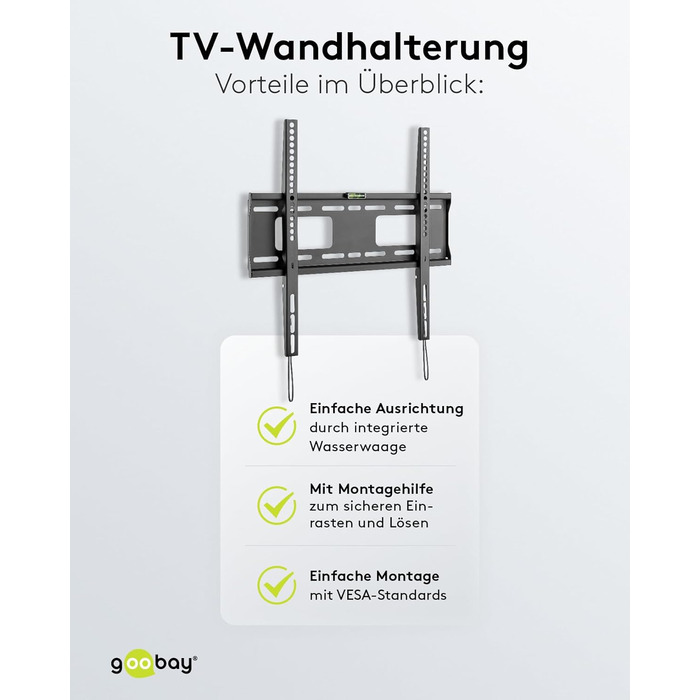 Кронштейн для телевізора Goobay Basic Fixed M 32-55 дюйми, VESA 600x400, до 50 кг, ультратонкий 20.5 мм