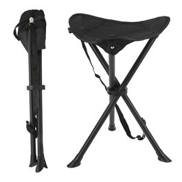 Чорний складаний табурет-стілець 60 см для кемпінгу, риболовлі, саду та балкону з сумкою