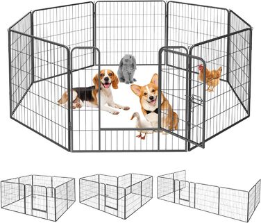 Металевий вольєр для цуценят та собак, 12-секційний загін, висота 60 см, для собак та цуценят
