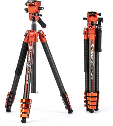 Штатив для відеокамери Fotopro X-Airfly з рідкосною головкою, кульковою головкою для панорами, з вуглецевого волокна, 1,3 кг, розширюється, компактний, для DSLR, 15 кг, сірий