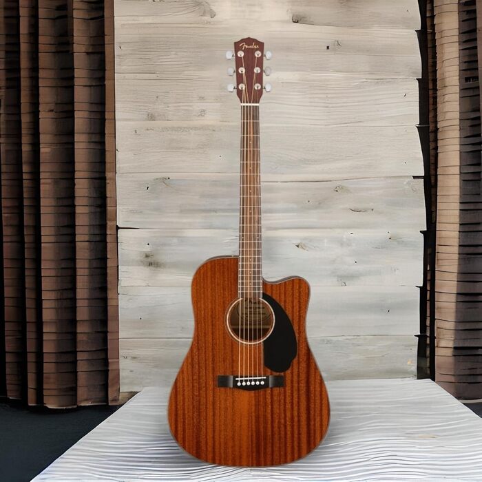 Електроакустична гітара Fender CD-60SCE Dreadnought, Махагоні, 6-струнна, з безкоштовними онлайн-уроками Fender Play, Натуральний колір