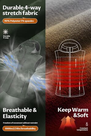 Легка софтшеллова жилетка CREATMO для жінок, вітрозахисна куртка без рукавів з капюшоном (XXL, Армійний зелений)