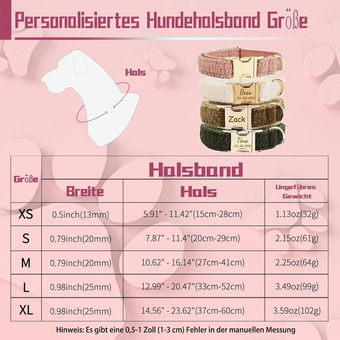 Персоналізоване собаче ошийник з металевою застібкою, з іменем та номером телефону. Регульовані розміри для собак середніх та великих порід.