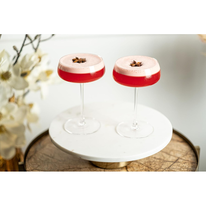 Набір келихів Coupette для коктейлів та шампанського, 4 шт. | 260 мл, кришталь, довгий ніж | для Мартіні, Дайкірі, Космополітен