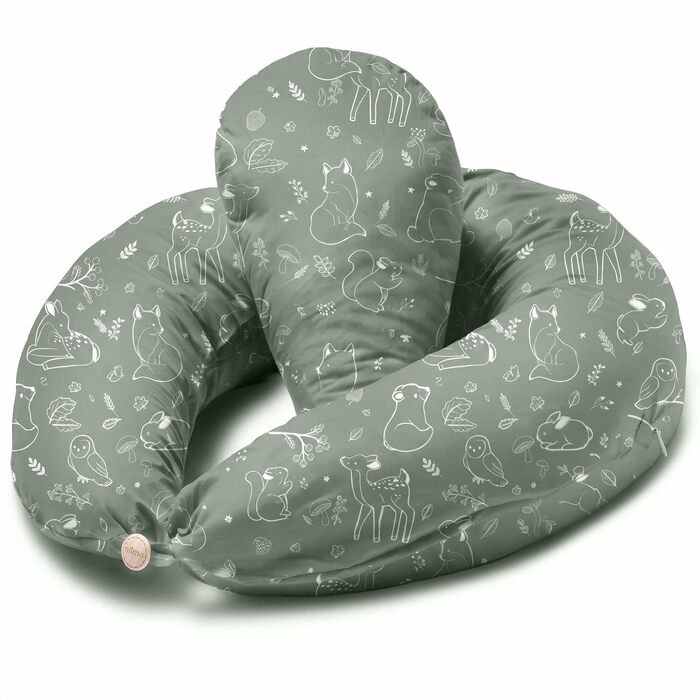 Подушка для вагітних та годування Niimo® XXL 2-в-1, U-подібна подушка для сну на боці з підтримуючим клином, Sage Green Forest