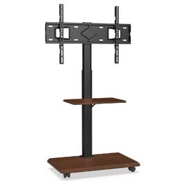 Підставка для телевізора Delphos Mobiler TV – мобільна, з дерев'яною основою, для телевізорів 32-70 дюймів, до 45 кг, регульована по висоті (до 130 см), поворотна ±25°, VESA 600x400 (волоський горіх)