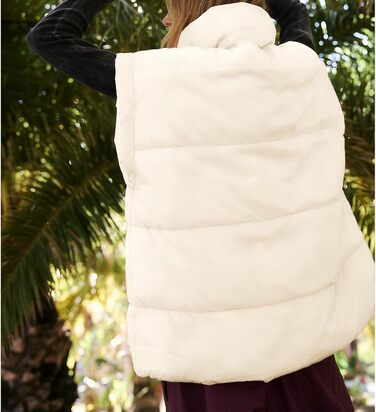 Жіноча велика пухова жилетка Songing з коміром-стійкою, блискавкою на всю довжину, без рукавів, стеганий, теплий (XS, Бежевий)