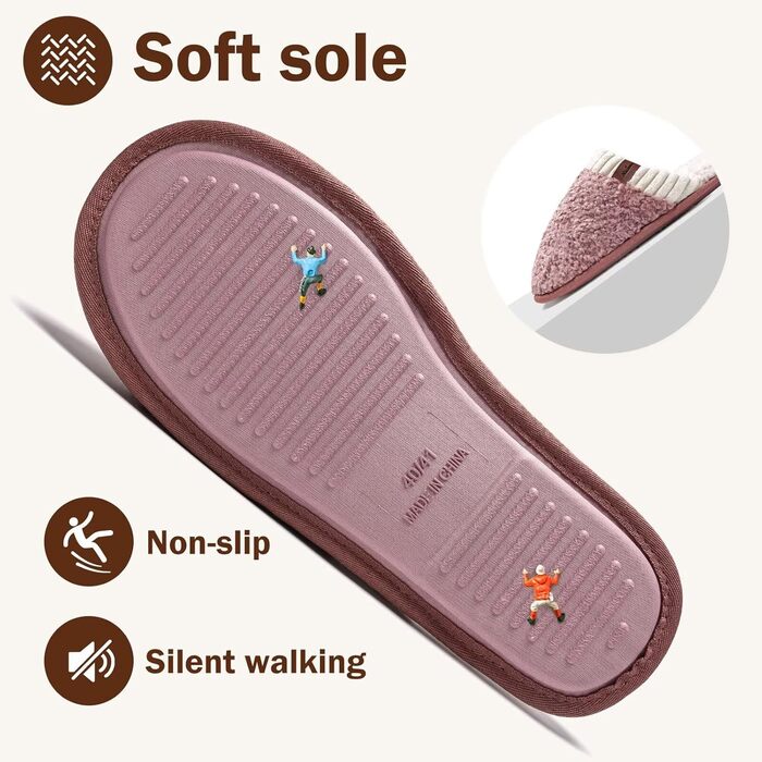 Тапочки жіночі Mabove Hausschuhe з м'якою устілкою Memory Foam, теплі зимові, для дому (40/41 EU, Рожевий)