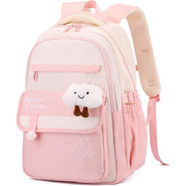 Шкільний рюкзак для дівчаток та хлопчиків-підлітків, рюкзак для жінок, великий шкільний ранець на 15.6 дюймів, рюкзак для ноутбука, шкільна сумка, водонепроникний, рюкзак для школи, шкільні сумки (світло-рожевий)