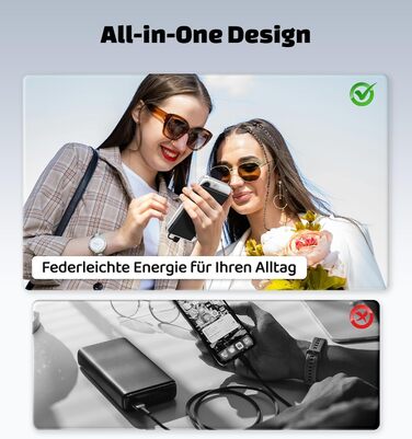 Power Bank Auskang 5000mAh Slim з кабелем для iPhone (до iPhone 14) - Чорний