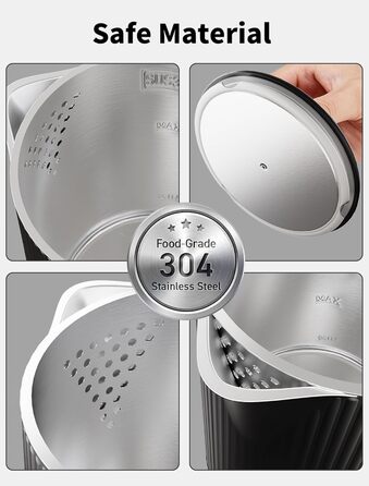 Електричний чайник Fourward - чорний, 1.7л, 2200W, з нержавіючої сталі, BPA-free, подвійні стінки