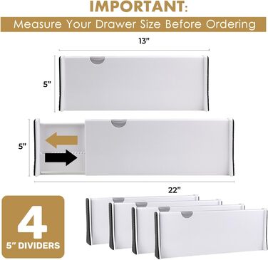RAPTUROUS 4-Pack Drawer Dividers 