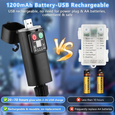 LED гірлянда на батарейках та USB, 10м, 100 LED, тепле біле світло, з таймером, вологостійка, для прикраси дому, вечірки, балкону, саду.