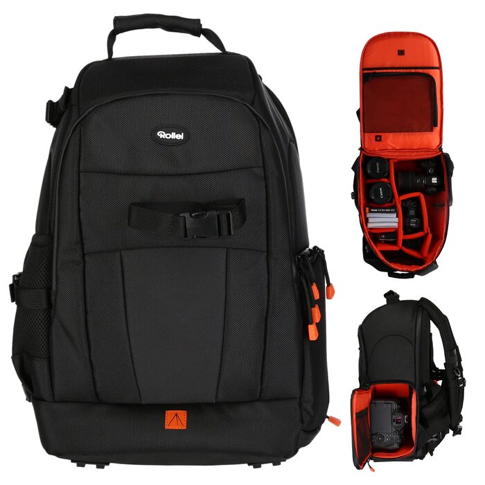 Рюкзак для фотоапарата Rollei Fotoliner Ocean M: з перероблених PET-пляшок, з дощем.і, ручної поклажі, чорний