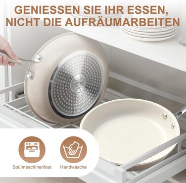 Пательня керамічна 24 см з антипригарним покриттям, індукція, духовка, посудомийка, без PFAS, PFOA, PTFE, алюміній з ручкою з нержавіючої сталі