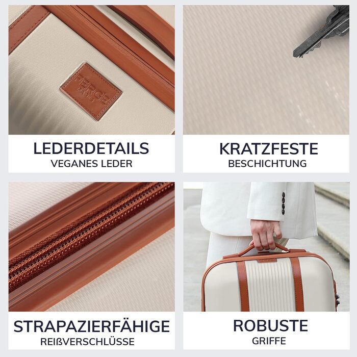 Набір валіз FERGÉ Milano 3 шт. з твердим корпусом (Handgepäck, L, XL) – бежевий