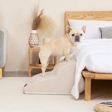 Сходинки для собак EHEYCIGA: компактні та зручні для маленьких собак, 40 см заввишки, 3 сходинки, сірий колір, з миючим покриттям та протиковзким дном (40 x 50 x 30 см)