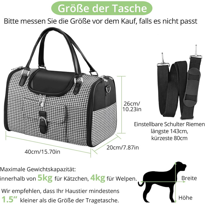 Транспортна сумка для собак та котів, переноска для тварин, дихаюча, з плечовим ременем та кишенями, до 5 кг (40x26x20 см)