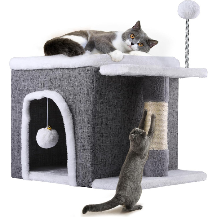 Кіт Будинок YITAHOME для дому, складаний, 47 x 40 x 32 см, з когтеточкою та іграшкою, для середніх та великих котів