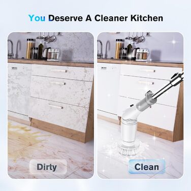 Електрична щітка для прибирання: 8 насадок, 2 швидкості, 550 RPM - для ванної, плитки, скла