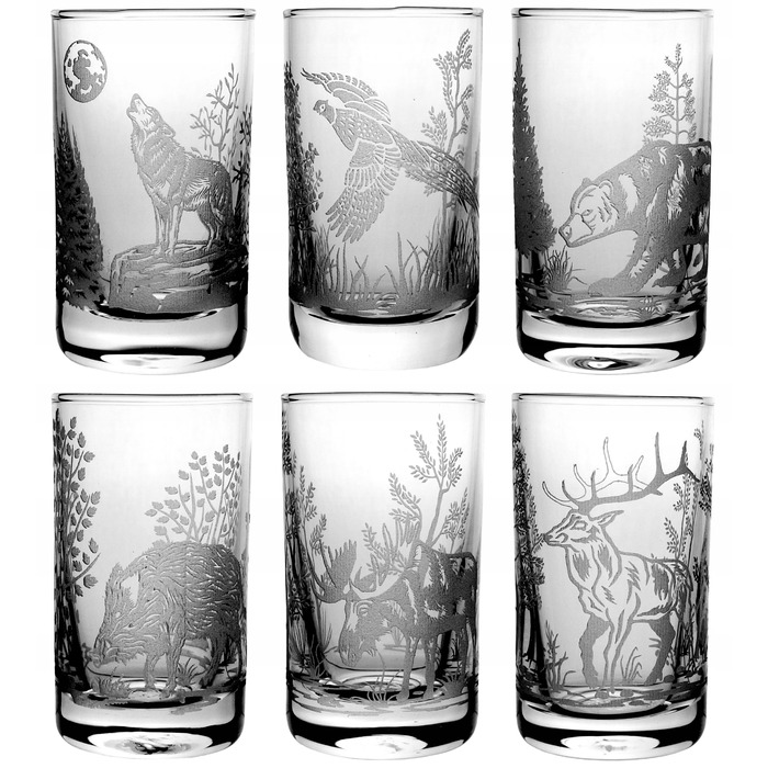 Набір чарок для горілки Art-Glass Myśliwskie, прозорі, 30 мл, 6 шт.