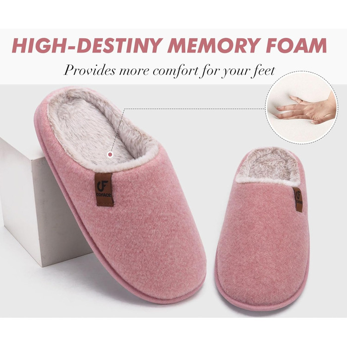 Тапочки чоловічі COFACE з фетру, теплі, зручні, з плюшем, антиковзка гумова підошва, розмір 40-49 (світло-рожевий, 46 EU)