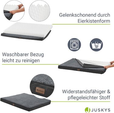 Ортопедичне ліжко для собак Juskys Milow, 76x51 см - м'яке та стабільне, знімний та пральний чохол. Підходить для маленьких собак - сірий колір.