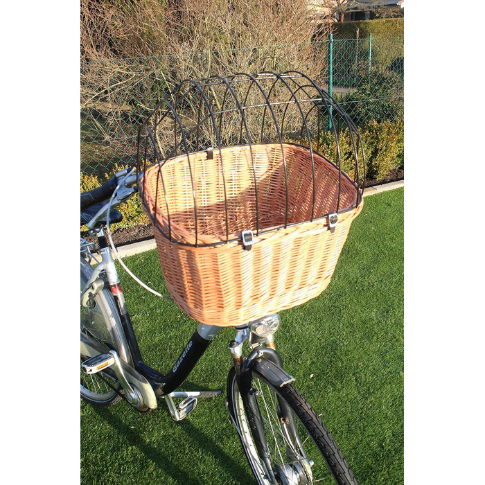 Корзина для собак на кермо велосипеда з ротангу з металевою сіткою та подушкою XL або XXL. Ротангкова корзина для собак, корзина на кермо, кошик для покупок (XL з подушкою) (XL без подушки)