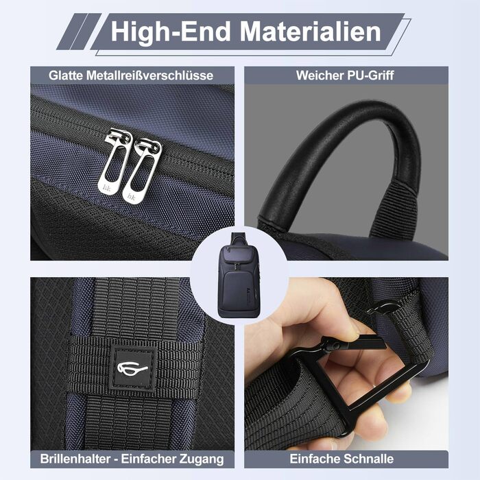 Чоловіча сумка-слінг через плече hk Crossbody, водовідштовхуюча нагрудна сумка з відділенням для планшета iPad 11.3