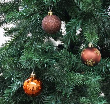 Набір прикрас на ялинку 64 шт. 6 см, пластикові, стійкі до пошкоджень, мідно-коричневі