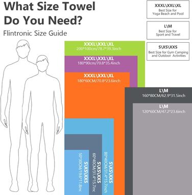 Рушник мікрофібра Flintronic, 200x100 см. Великий пляжний рушник, швидковисихаючий. Ідеально для спорту, подорожей, пляжу, сауни. Темно-сірий.