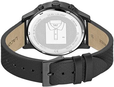 Годинник чоловічий Lacoste 12.12 кварцовий з чорним шкіряним ремінцем 2010997