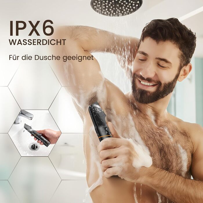 Електричний тример для чоловіків 5-в-1 MAXGROOM: для тіла, інтимної зони, бороди, пахв, водонепроникний, з док-станцією, чорний
