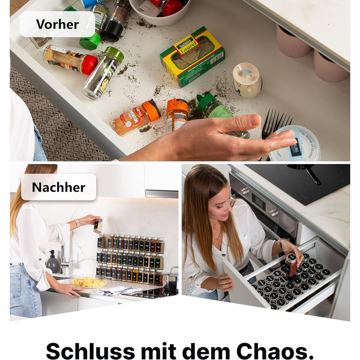 Набір скляних банок для спецій Deco haus® 24 шт. з кришками та ситечко - органайзер для спецій